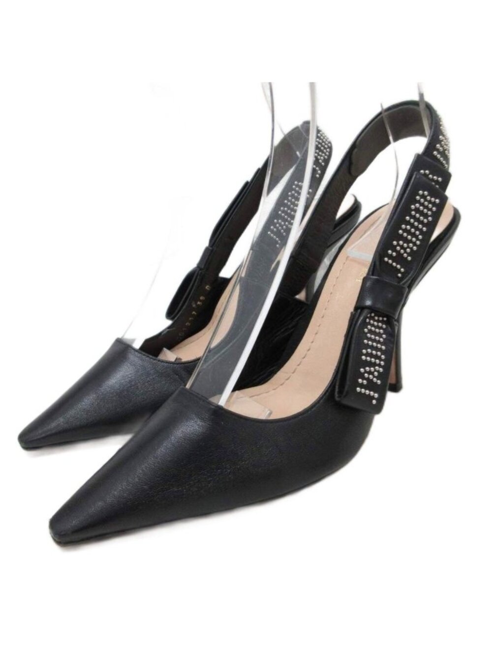 Dior J'adior Leather Pumps Slingback Logo Pointed Toe High Heels Pin Black 38
